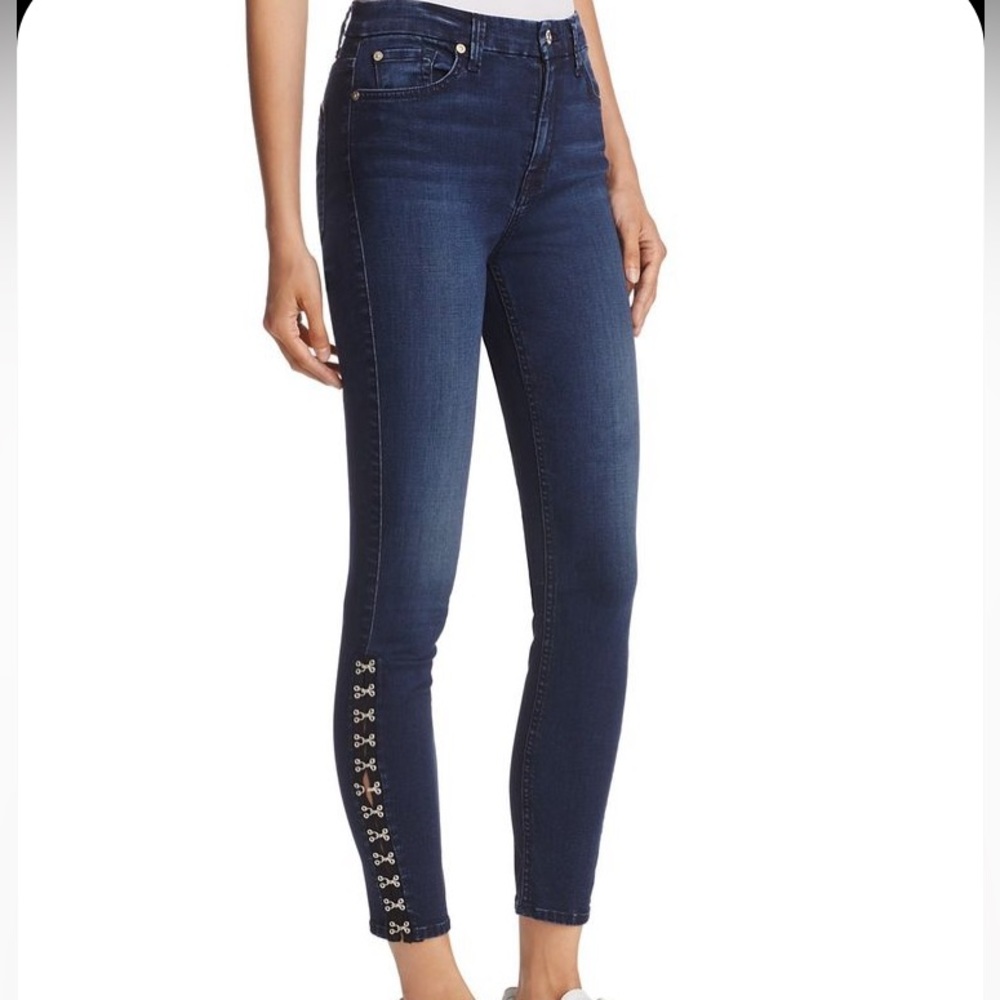 7 For All Mankind Jeans High Rise Skinny with Hook & Eye Detail Legs, Size 27